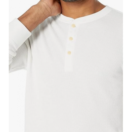 NH 2025 Long Sleeve Shirts for Men, Regular-Fit Waffle - White
