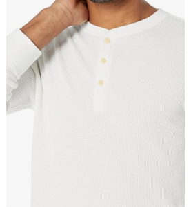 NH 2025 Long Sleeve Shirts for Men, Regular-Fit Waffle - White