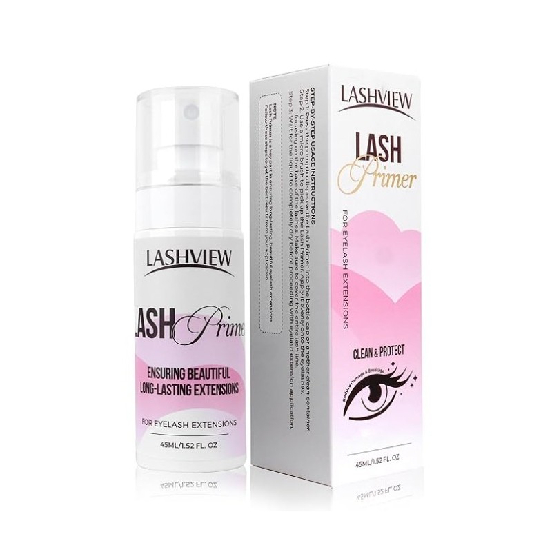 2025 Update Lash Primer for Eyelash Extensions 45ml Professional Use Only Easy to Removes Proteins and Oils