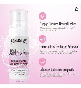2025 Update Lash Primer for Eyelash Extensions 45ml Professional Use Only Easy to Removes Proteins and Oils