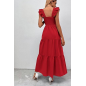 NH Summer Floral Dresses 2025 Beach Vacation Casual Long Maxi Sundresses - Pure Red