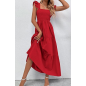 NH Summer Floral Dresses 2025 Beach Vacation Casual Long Maxi Sundresses - Pure Red