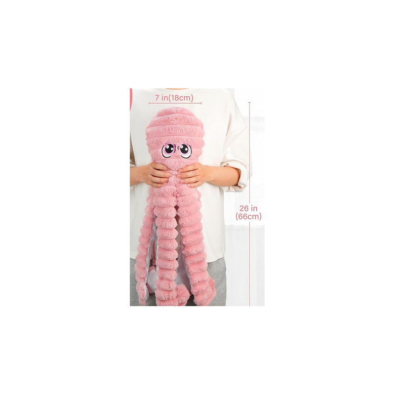 Dog Toys for Large Dogs, 27” Extra Large Pink Plush Octopus Dog Toy