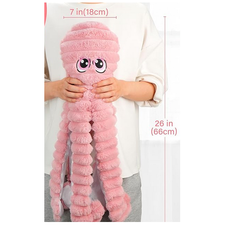 Dog Toys for Large Dogs, 27” Extra Large Pink Plush Octopus Dog Toy