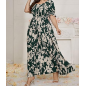 NH  Boho Floral Maxi Dress Curvy Short Sleeve - Blue Floral Pattern