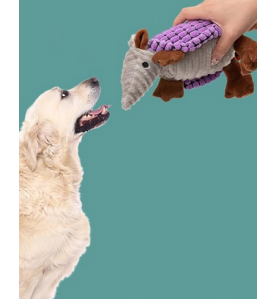 NH Plush Dog Squeaky Toy Stuffed  Animal Pet Puppy Chew Toys -Purple