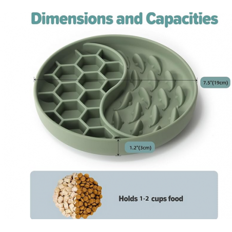 Dog Bowls, Silicone Pet Food Bowls with Suction Cups -  Dark Green