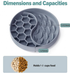 Dog Bowls, Silicone Pet Food Bowls with Suction Cups -  Grey Blue