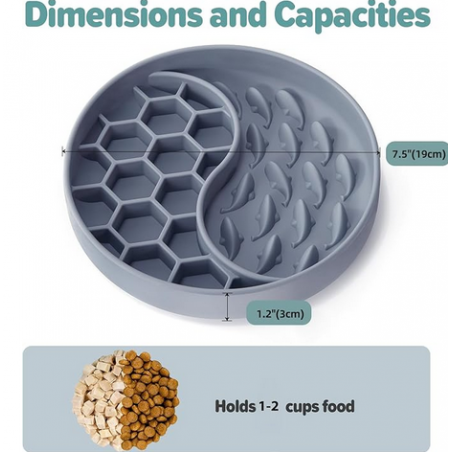 Dog Bowls, Silicone Pet Food Bowls with Suction Cups -  Grey Blue