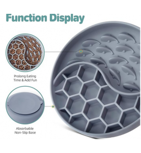 Dog Bowls, Silicone Pet Food Bowls with Suction Cups -  Grey Blue