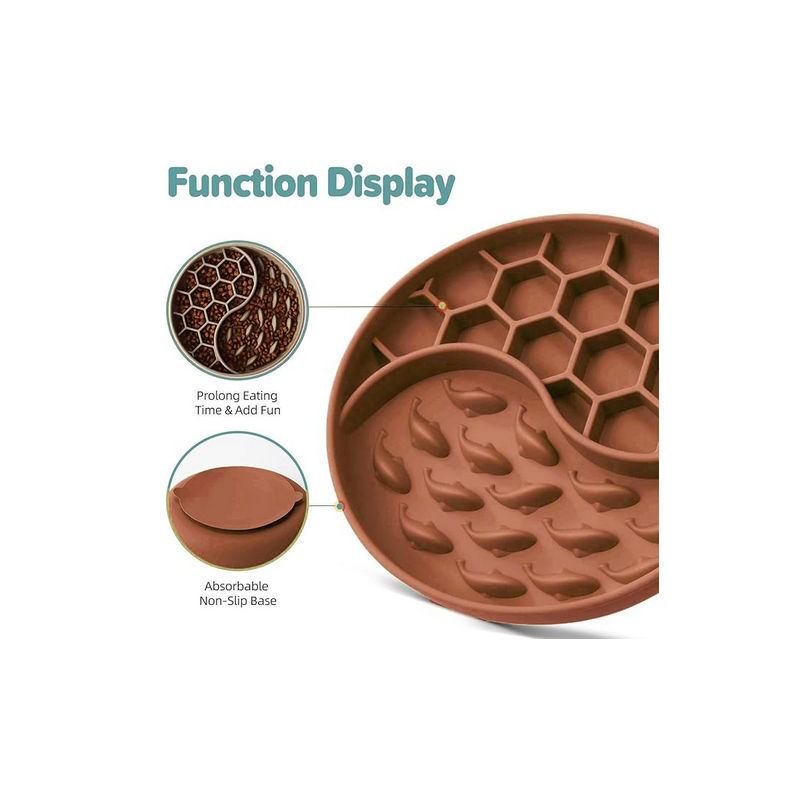 Dog Bowls, Silicone Pet Food Bowls with Suction Cups -  Brown