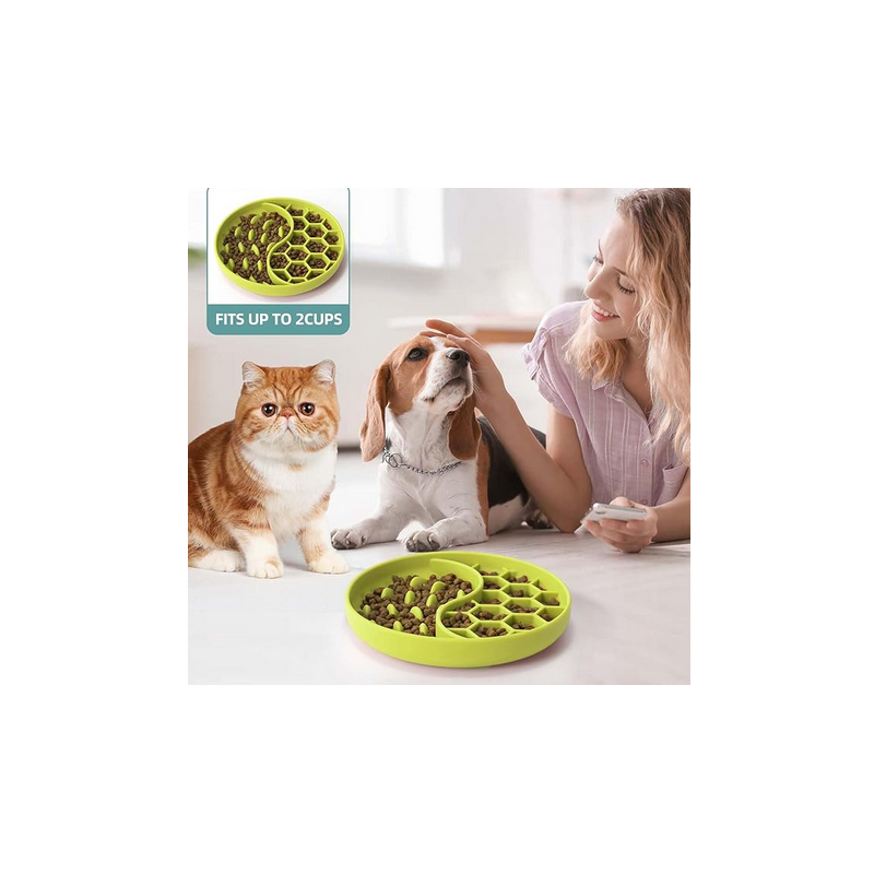 Dog Bowls, Silicone Pet Food Bowls with Suction Cups -  Light Green