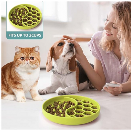 Dog Bowls, Silicone Pet Food Bowls with Suction Cups -  Light Green