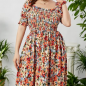 NH  Boho Floral Maxi Dress Curvy Short Sleeve - Botanical Garden