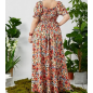 NH  Boho Floral Maxi Dress Curvy Short Sleeve - Botanical Garden
