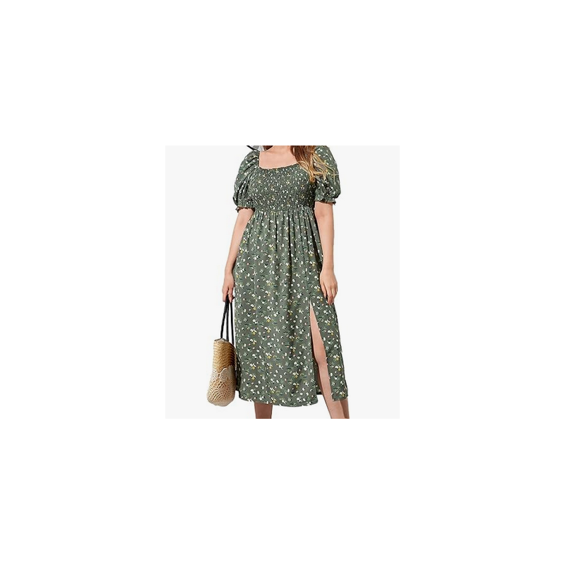 NH Boho Floral Maxi Dress Curvy Short Sleeve - Green Sparkle NH Boho Floral Maxi Dress Curvy Short Sleeve - Green Sparkle