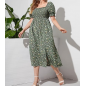 NH  Boho Floral Maxi Dress Curvy Short Sleeve - Green Sparkle