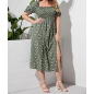 NH  Boho Floral Maxi Dress Curvy Short Sleeve - Green Sparkle